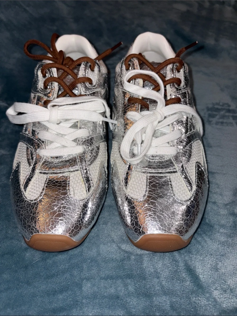 Steve Madden Aziel silver sneakers.
